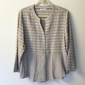 Habitat Mixed Stripe Button Down Top - L